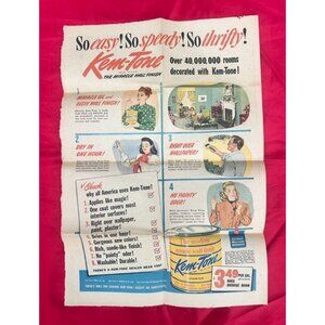 1944 WWII Newspaper Page Kem-Tone Color Ad & Wartime Chicken Recipes